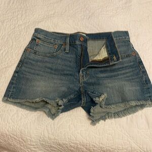 J Crew distressed hem jean shorts